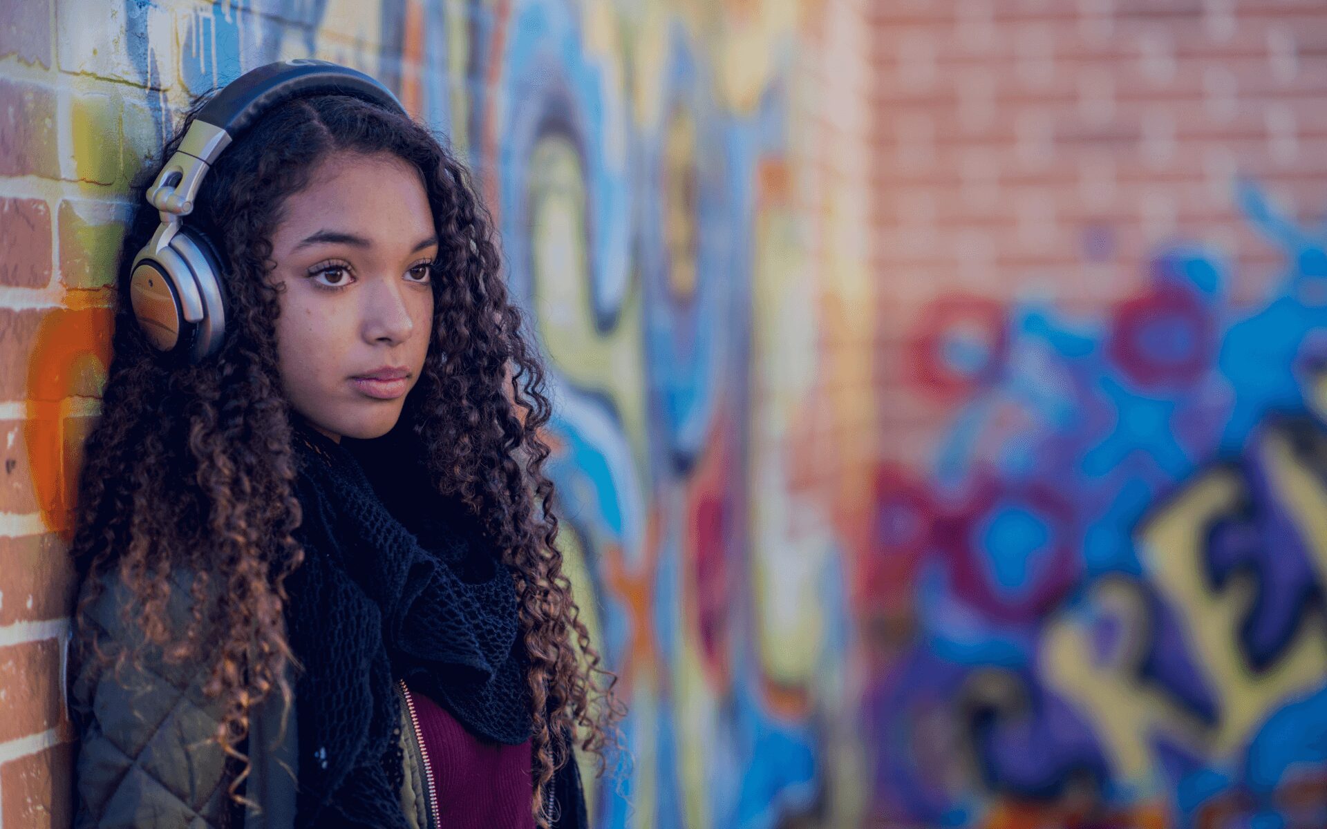 teenager wearing headphones