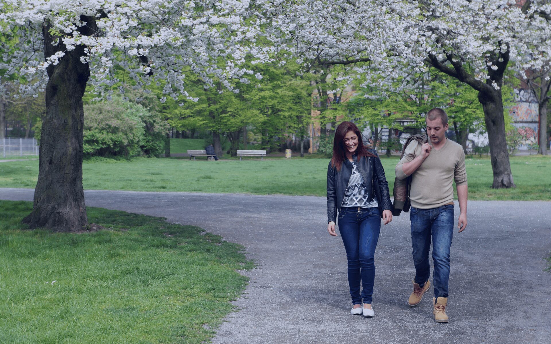 two people walking together